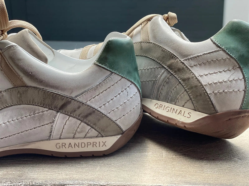 Men's GrandPrix Sneaker in Torino (Soft White, Taupe, and Green)