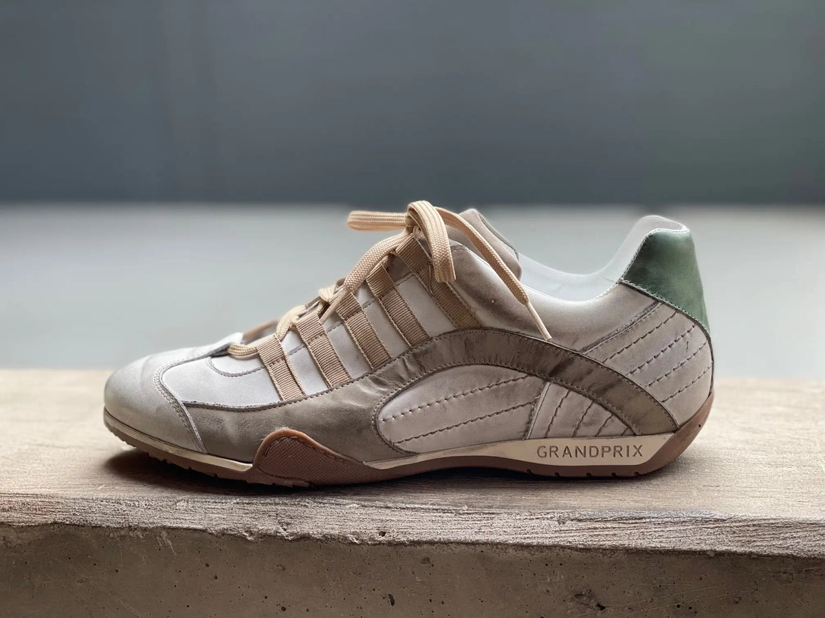 Men's GrandPrix Sneaker in Torino (Soft White, Taupe, and Green)