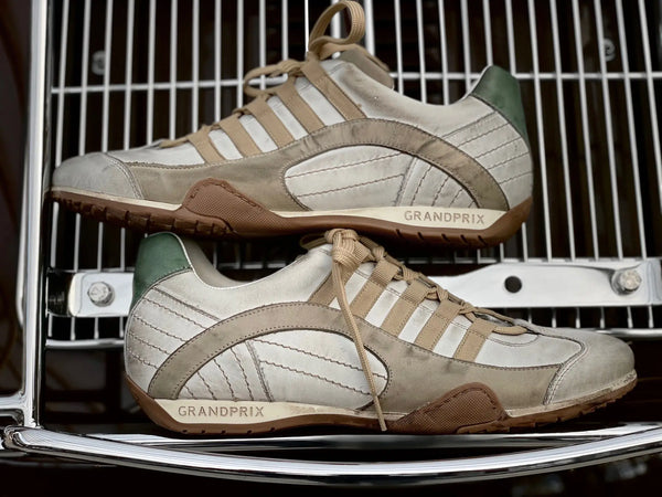 Men's GrandPrix Sneaker in Torino (Soft White, Taupe, and Green)