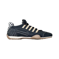 Men's Racing Sneaker in Black & Gold Brushed/Sueded Napa