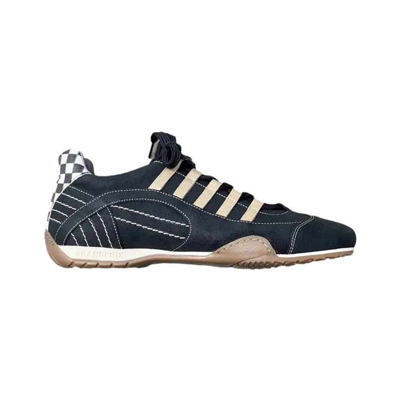 Men's Racing Sneaker in Black & Gold Brushed/Sueded Napa