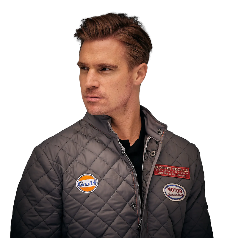 Gulf Gentleman Driver Quilted Jacket in Steel Gray