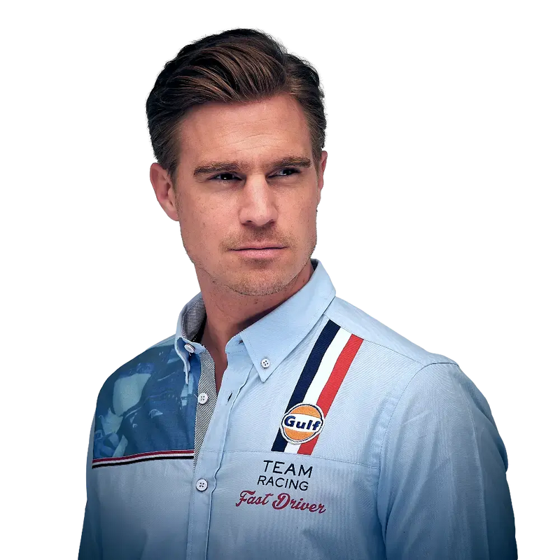 Gulf Racing Button-Up Shirt in Gulf Blue