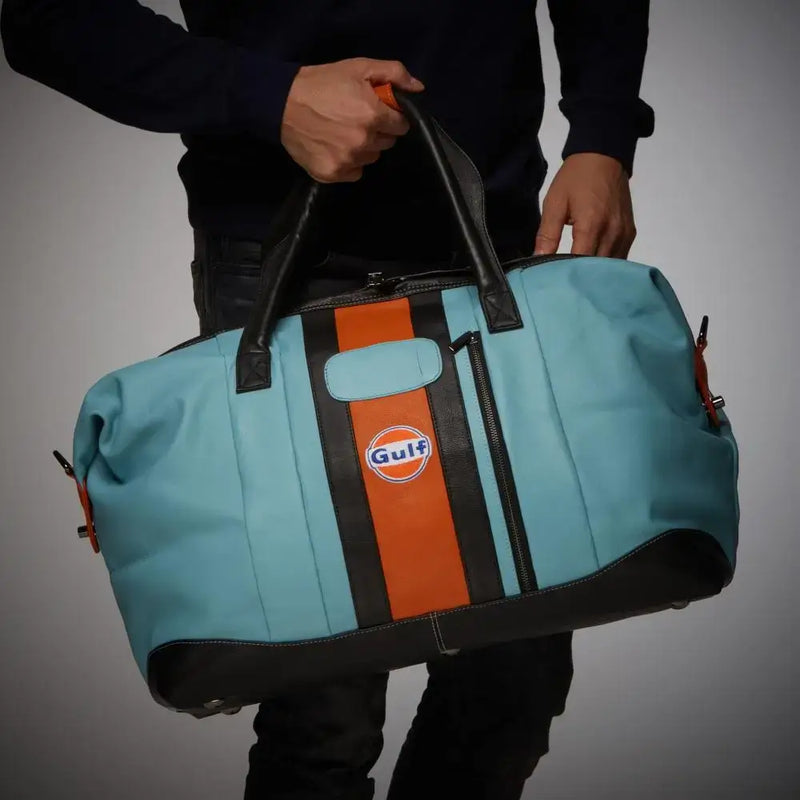 Gulf Leather Large Duffel Bag in Gulf Blue