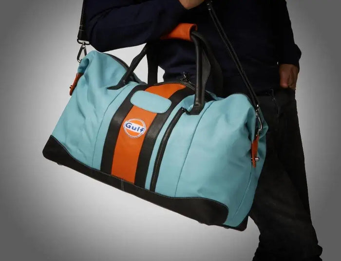 Gulf Leather Large Duffel Bag in Gulf Blue