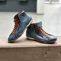 Men's GrandPrix High-Top Sneaker in Monza Indigo (Navy and Brown)