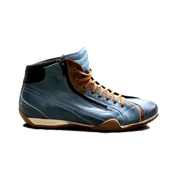 Men's GrandPrix High-Top Sneaker in Monza Indigo (Navy and Brown)