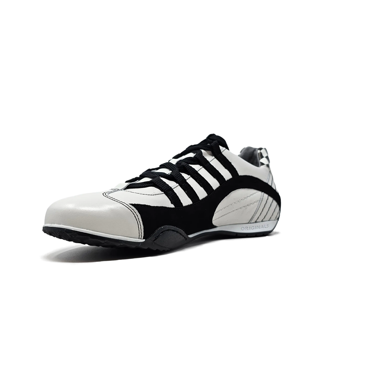 Men's Racing Sneaker in Checkered Flag (White and Black)