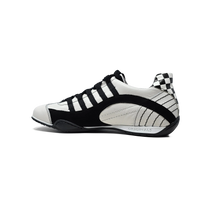 Men's Racing Sneaker in Checkered Flag (White and Black)