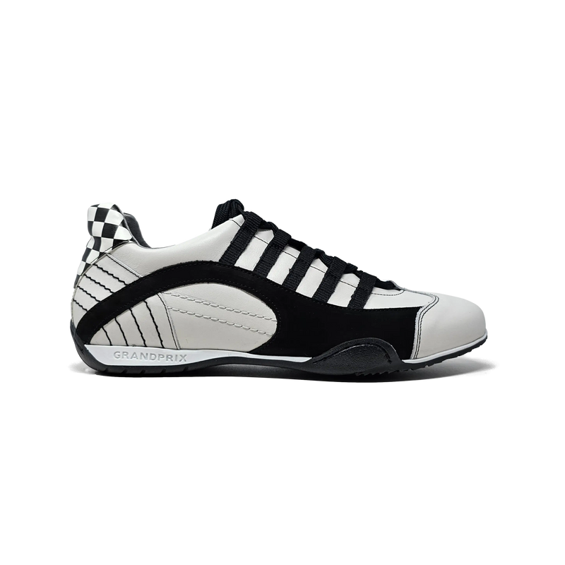 Men's Racing Sneaker in Checkered Flag (White and Black)