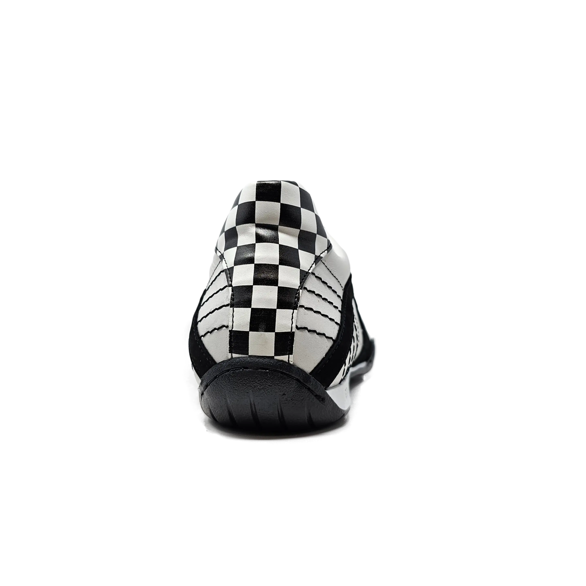 Men's Racing Sneaker in Checkered Flag (White and Black)