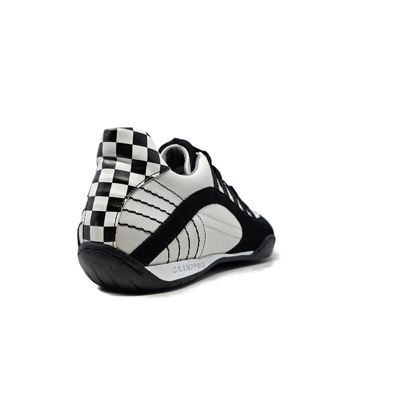 Men's Racing Sneaker in Checkered Flag (White and Black)