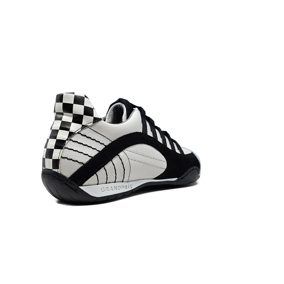 Men's Racing Sneaker in Checkered Flag (White and Black)