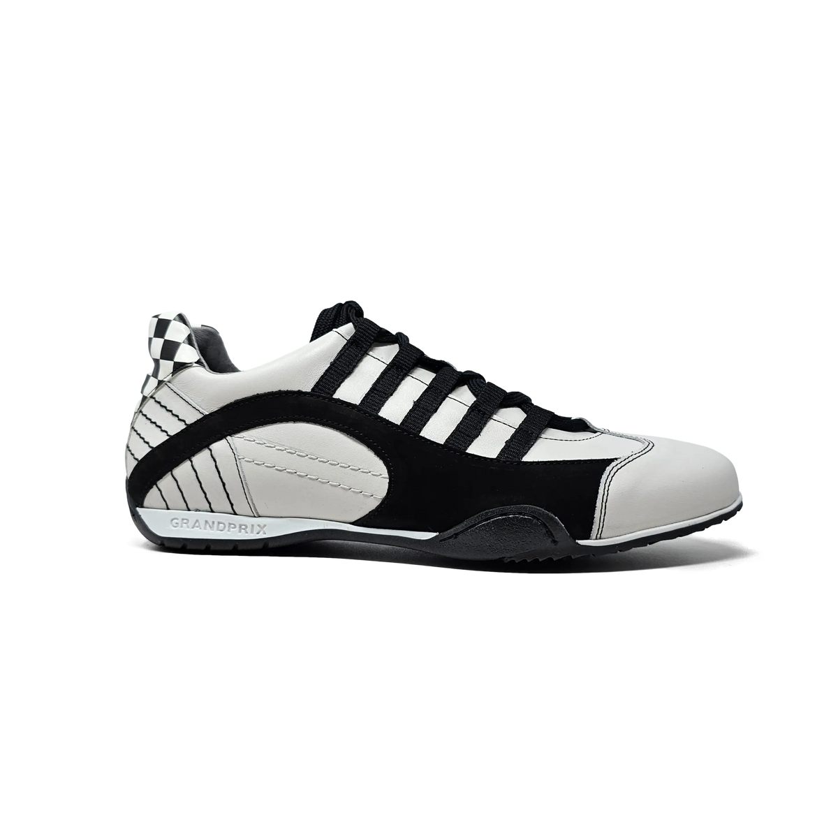 Men's Racing Sneaker in Checkered Flag (White and Black)