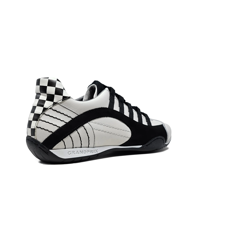 Men's Racing Sneaker in Checkered Flag (White and Black)