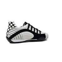 Men's Racing Sneaker in Checkered Flag (White and Black)