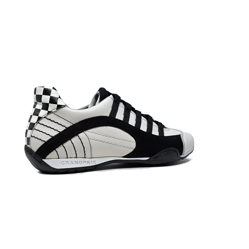 Men's Racing Sneaker in Checkered Flag (White and Black)