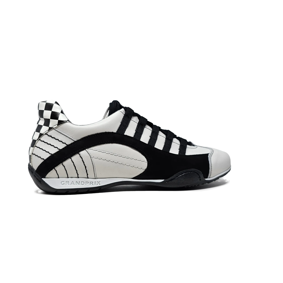 Men's Racing Sneaker in Checkered Flag (White and Black)