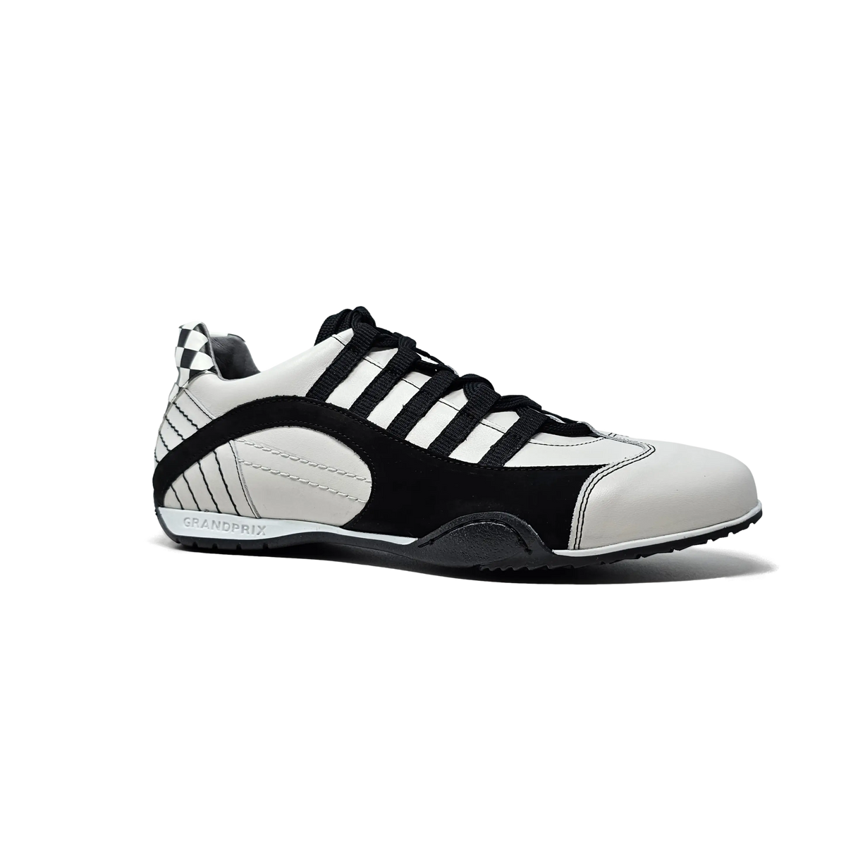 Men's Racing Sneaker in Checkered Flag (White and Black)