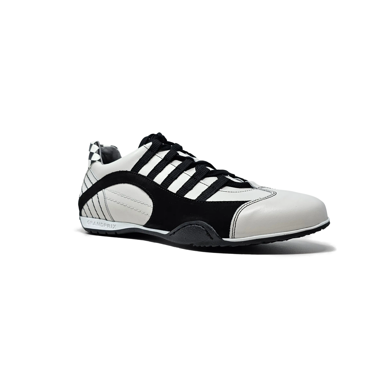 Men's Racing Sneaker in Checkered Flag (White and Black)