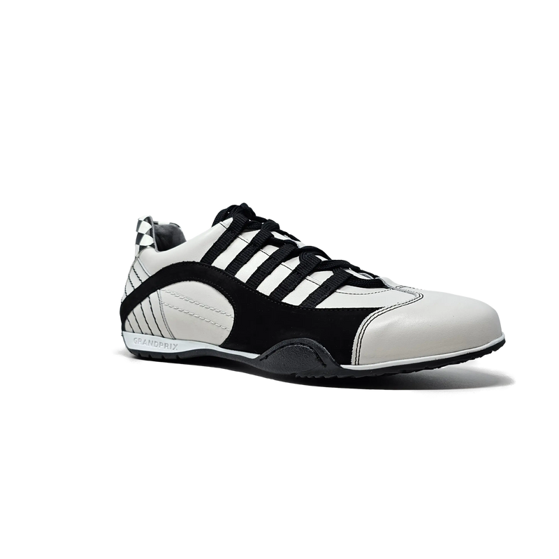 Men's Racing Sneaker in Checkered Flag (White and Black)