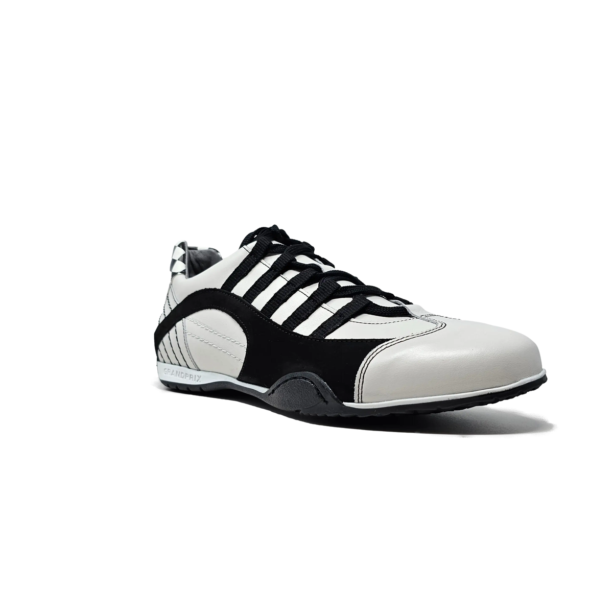 Men's Racing Sneaker in Checkered Flag (White and Black)