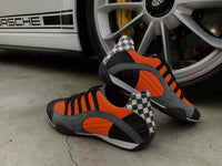 Men's Racing Sneaker in Electric Tri-Colore (Bright Orange, Gray, and Black)