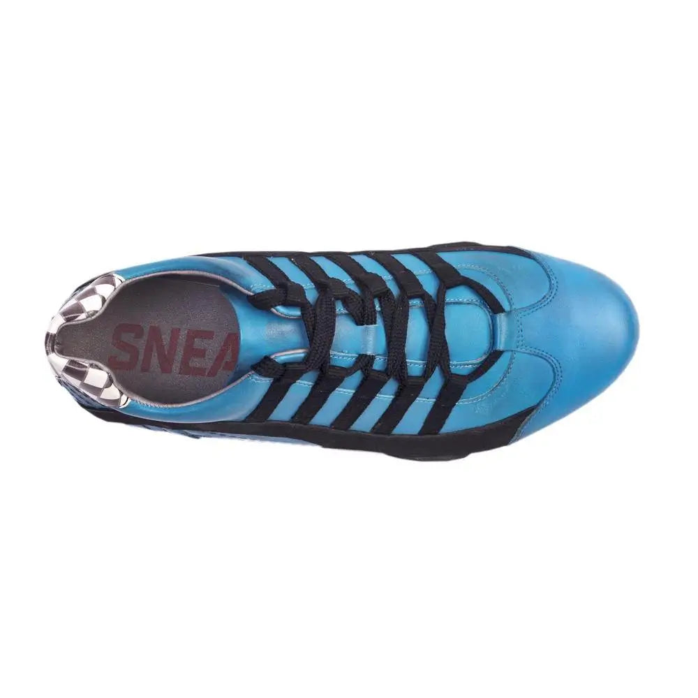 Men's Racing Sneaker in Miami Blue (Bright Blue and Black)