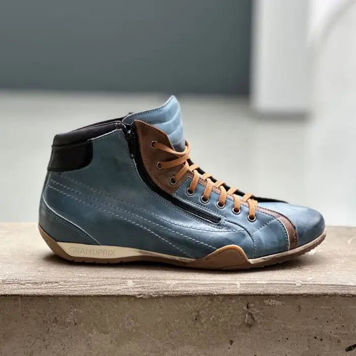 Men's GrandPrix High-Top Sneaker in Monza Indigo (Navy and Brown)