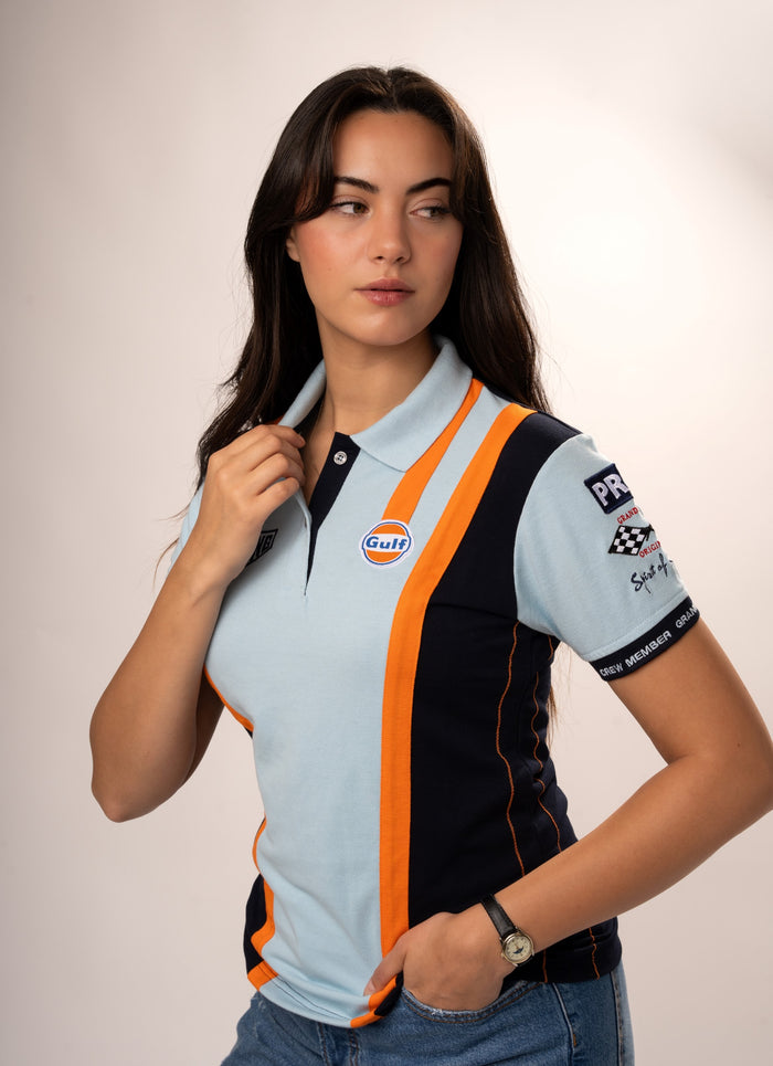 Women's Gulf Racing Team Polo in Gulf Blue