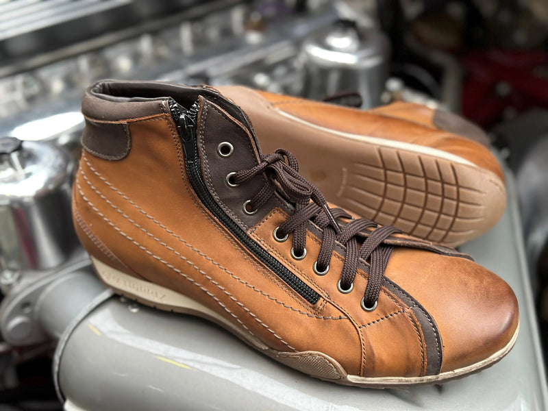 Men's GrandPrix High-Top Sneaker in Cognac (Medium and Dark Browns)