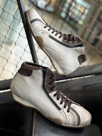 Men's GrandPrix High-Top Sneaker in Off White (Chalk and Dark Brown)