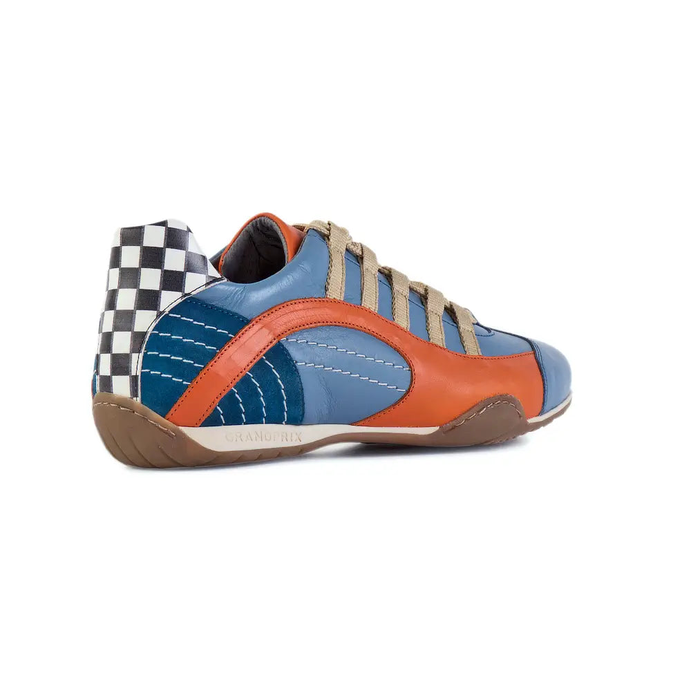 Men's Racing Sneaker in Blue and Orange