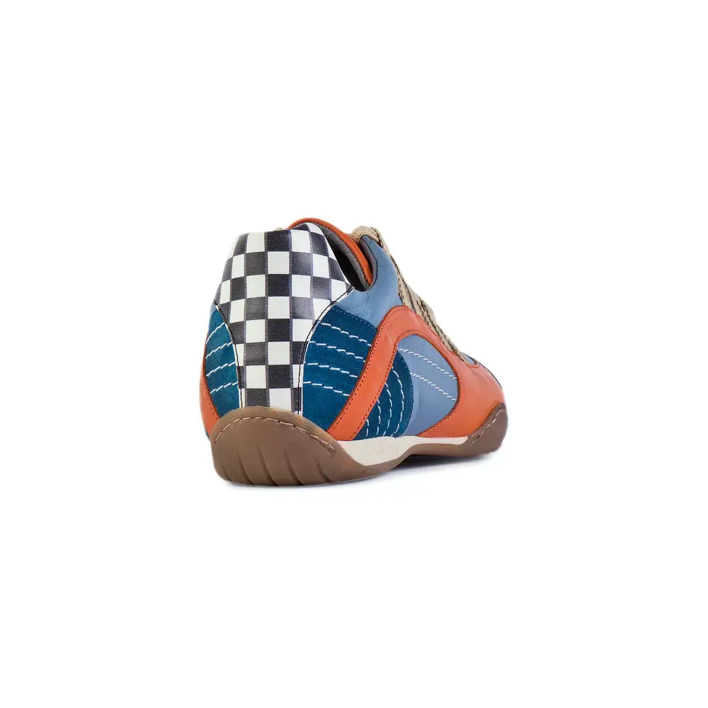 Men's Racing Sneaker in Blue and Orange