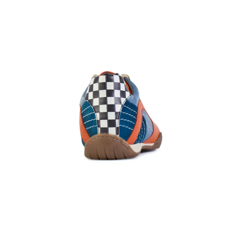 Women's Racing Sneaker in Blue and Orange