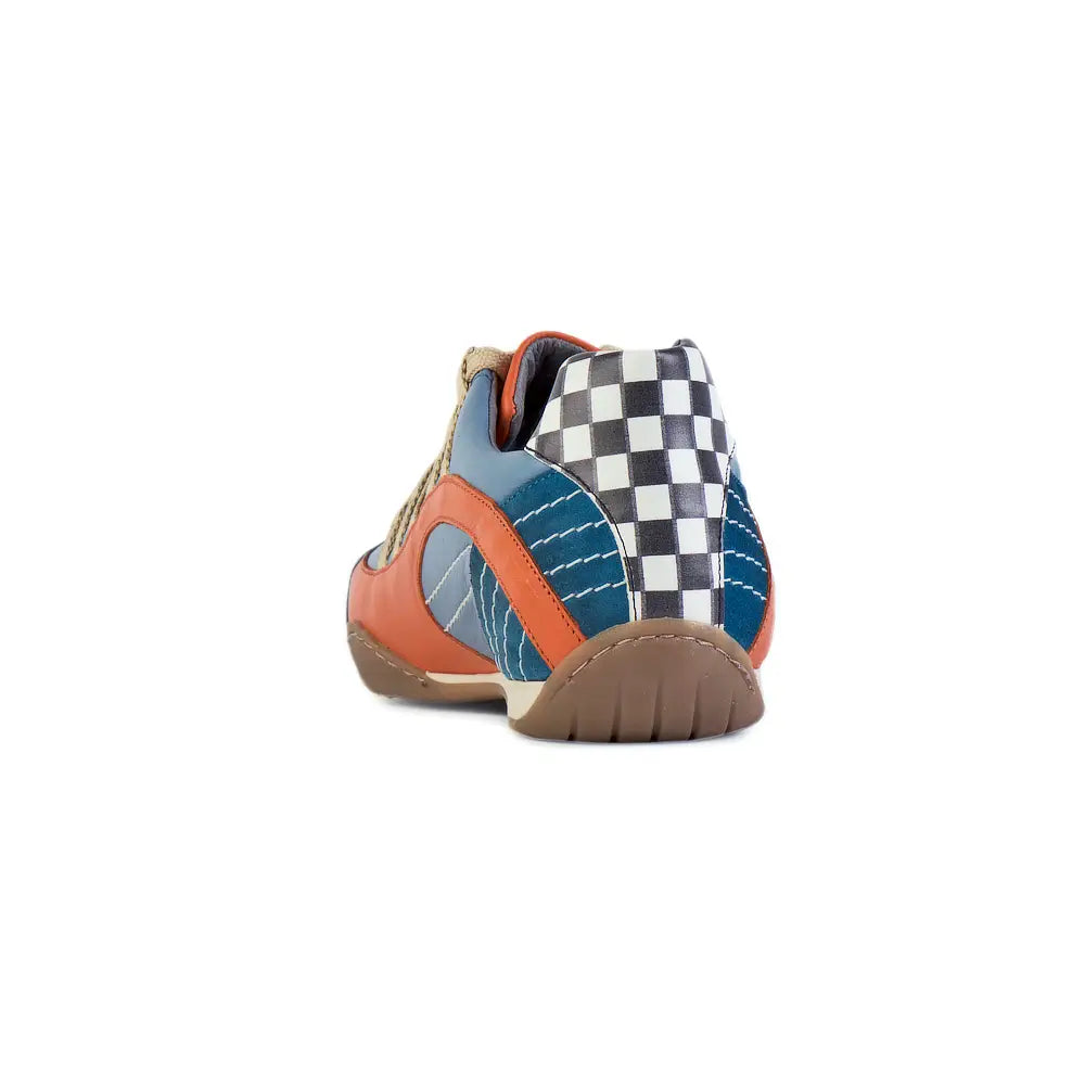 Men's Racing Sneaker in Blue and Orange