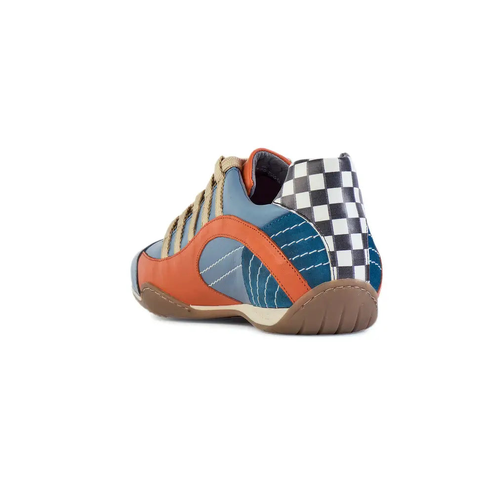 Men's Racing Sneaker in Blue and Orange