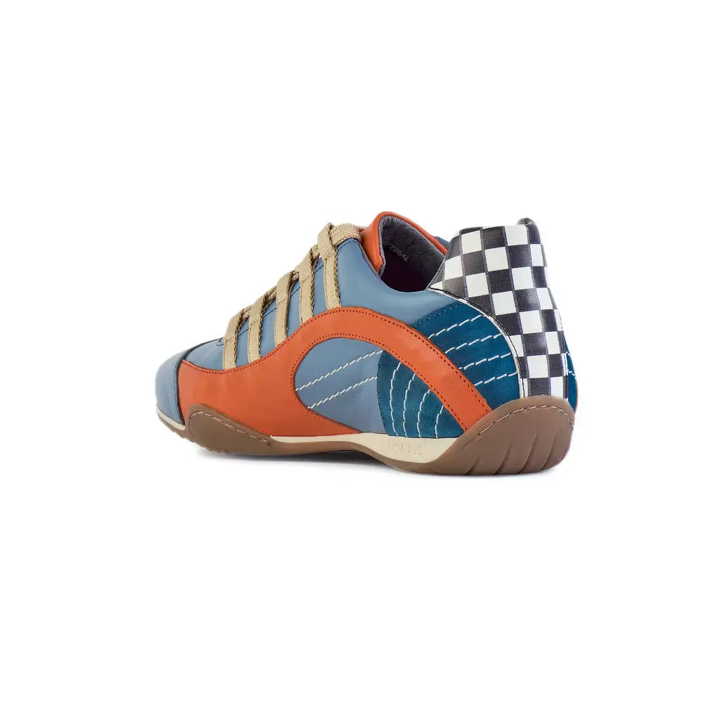 Men's Racing Sneaker in Blue and Orange