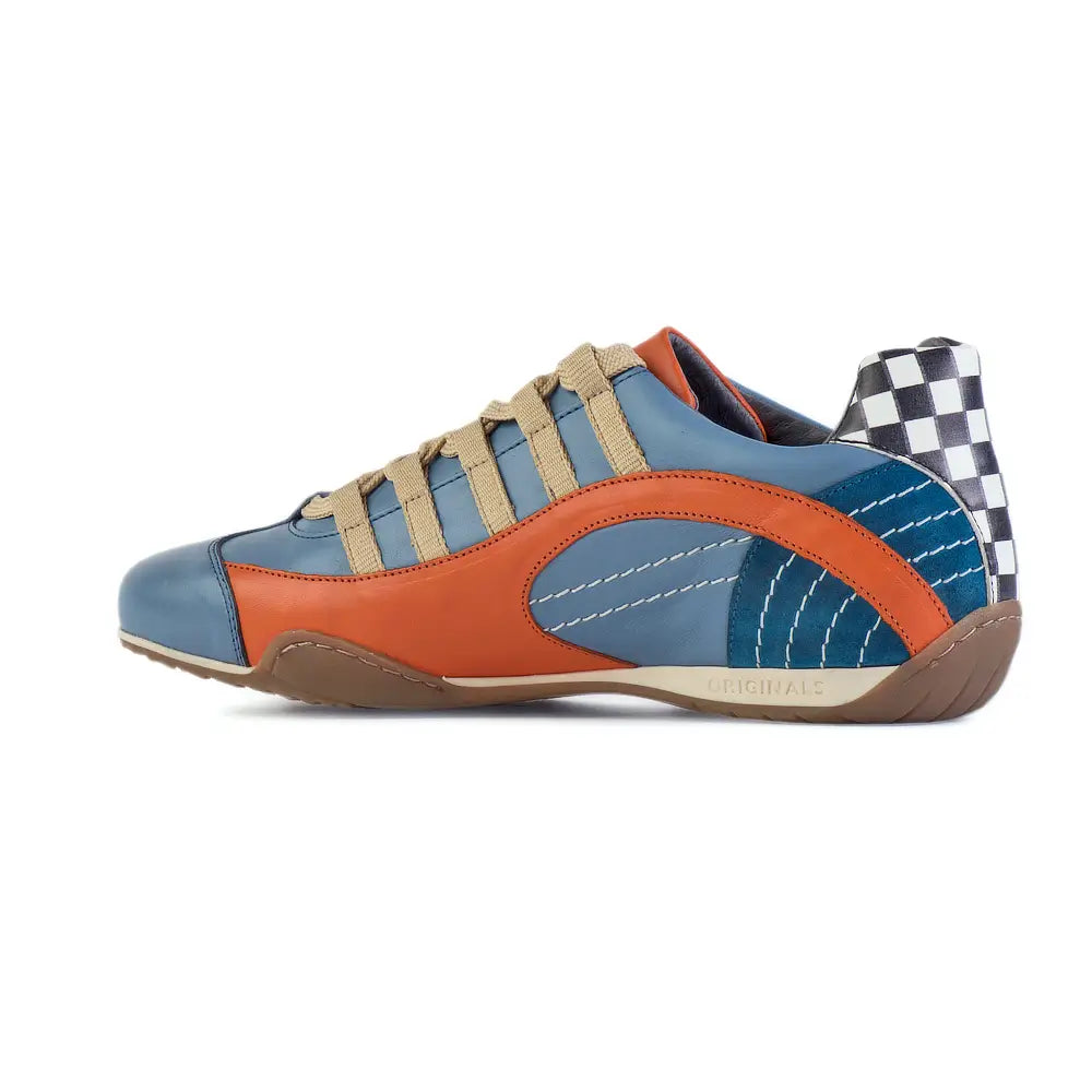 Men's Racing Sneaker in Blue and Orange