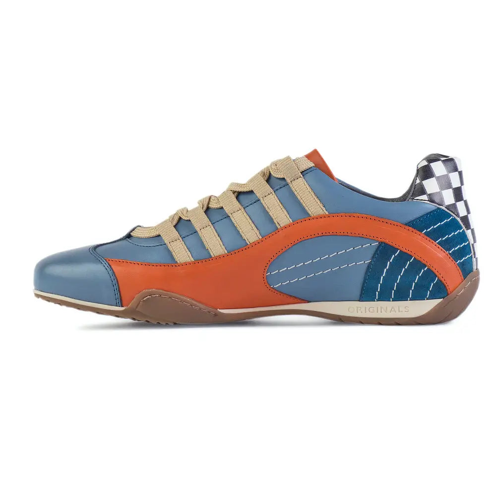 Men's Racing Sneaker in Blue and Orange