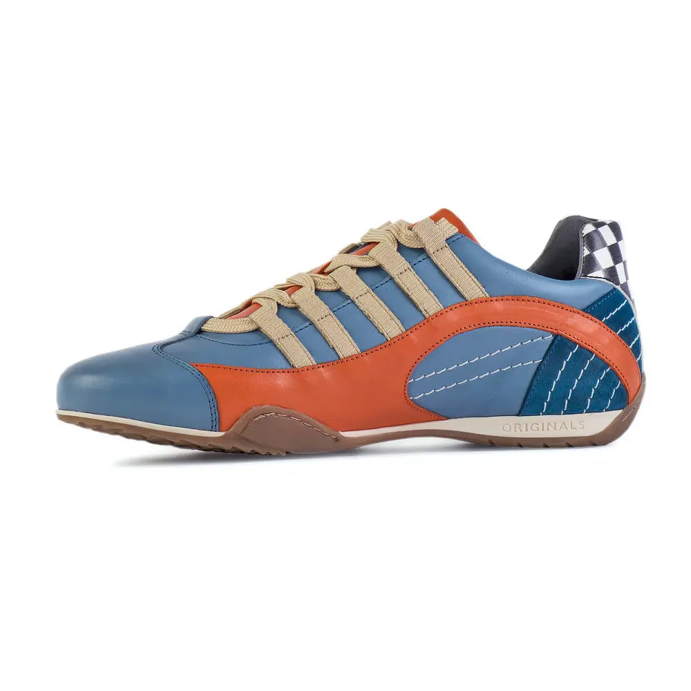 Men's Racing Sneaker in Blue and Orange