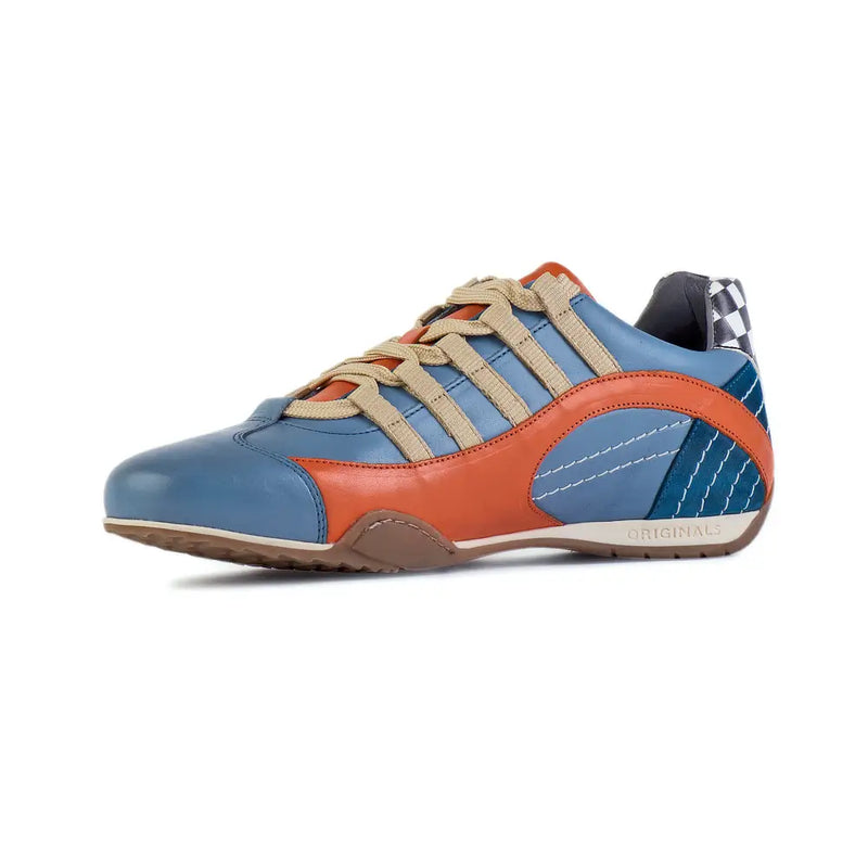 Men's Racing Sneaker in Blue and Orange