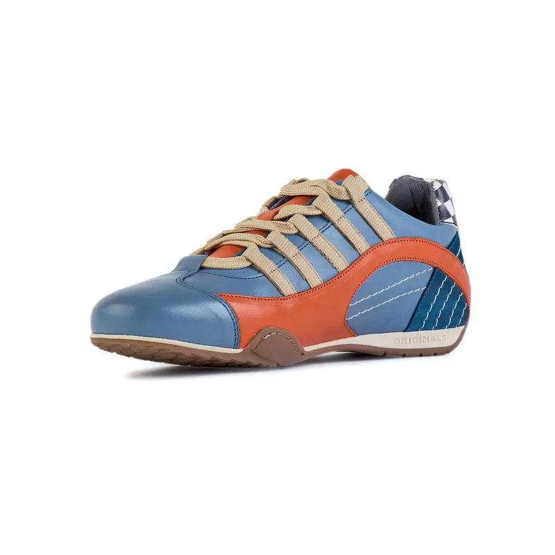 Men's Racing Sneaker in Blue and Orange