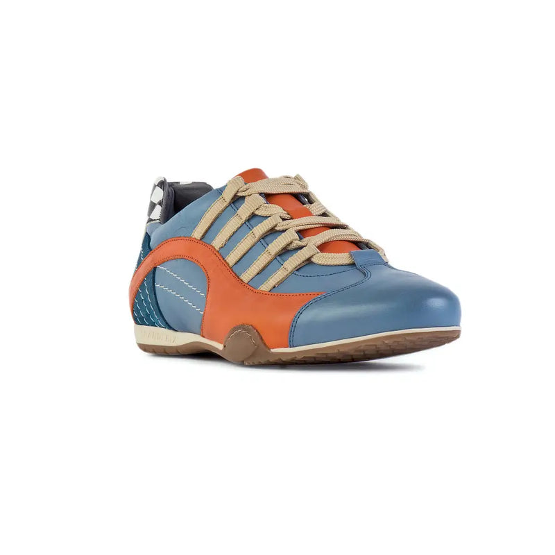 Men's Racing Sneaker in Blue and Orange