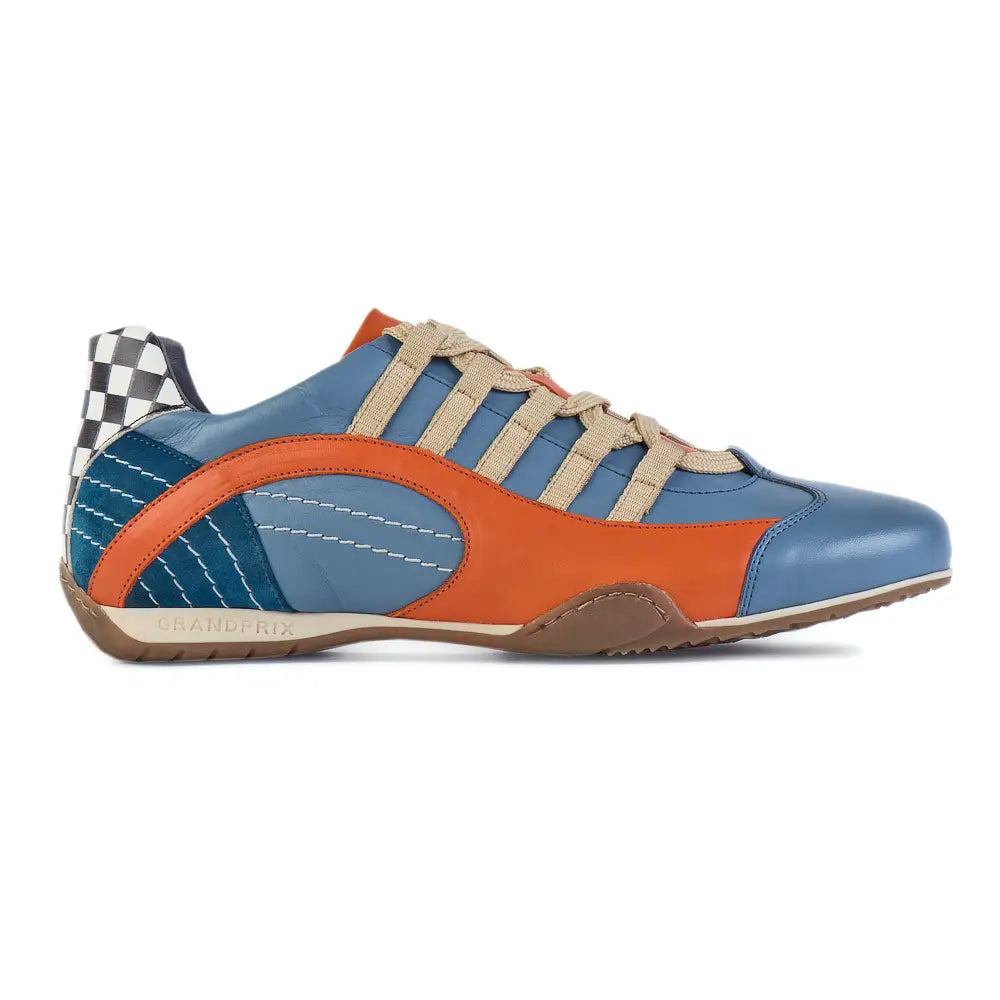 Men's Racing Sneaker in Blue and Orange