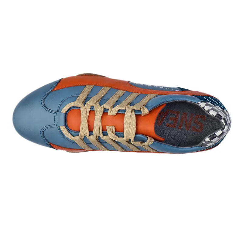 Women's Racing Sneaker in Blue and Orange