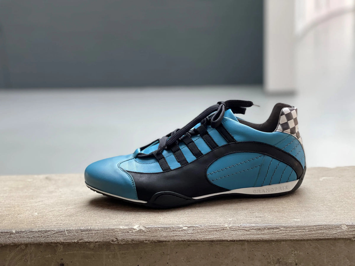 Men's Racing Sneaker in Miami Blue (Bright Blue and Black)