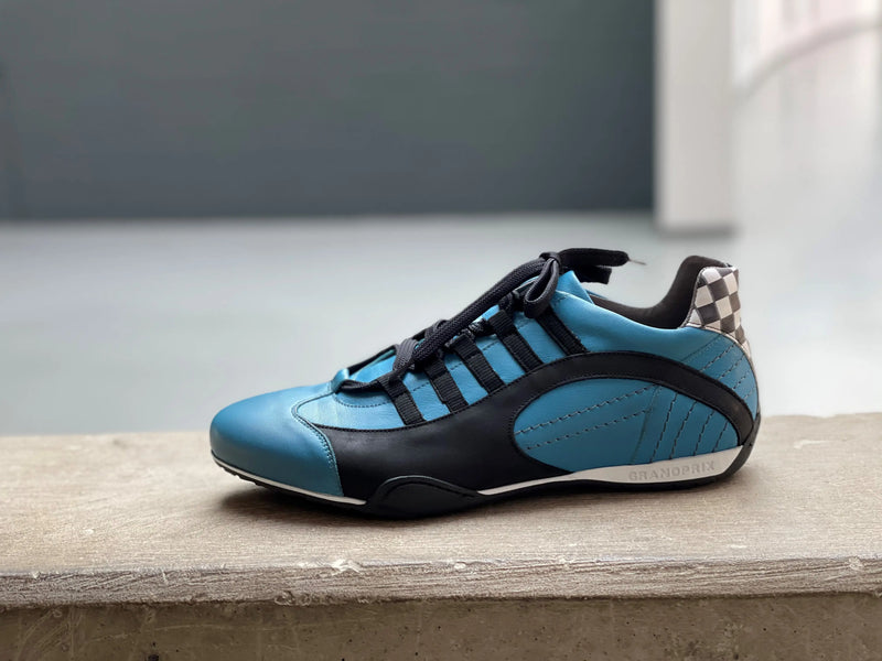 Men's Racing Sneaker in Miami Blue (Bright Blue and Black)