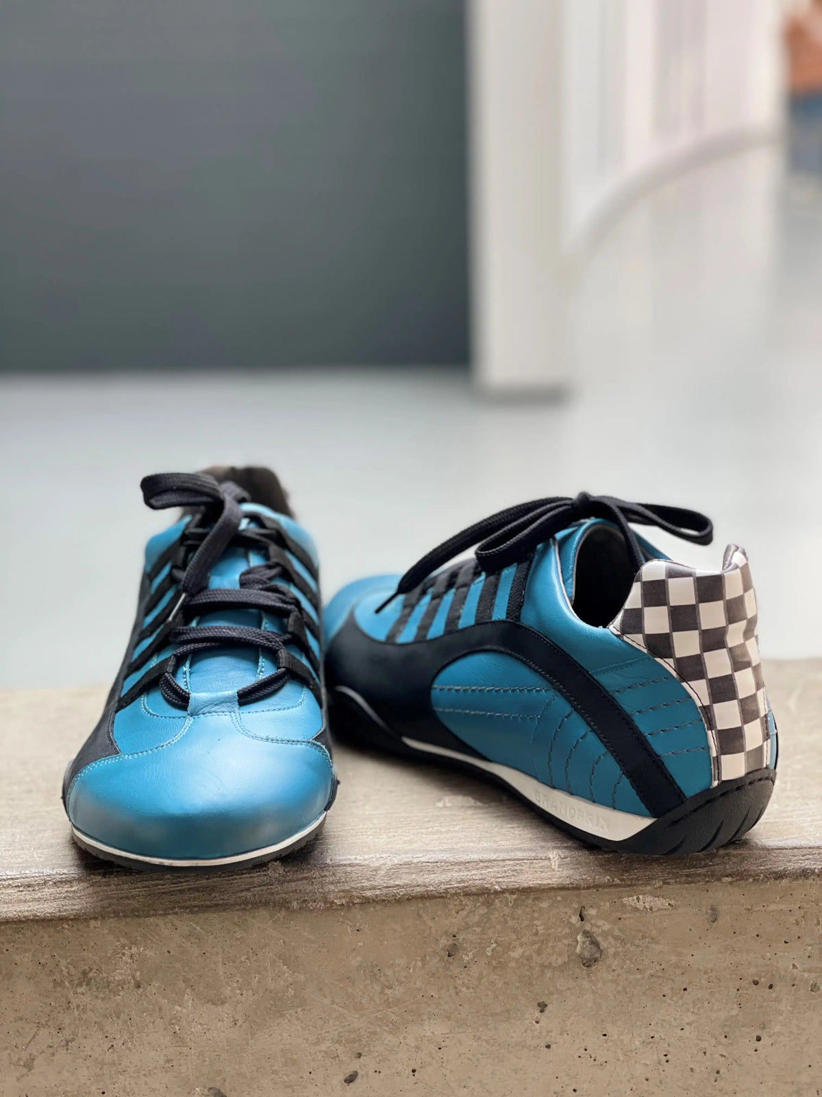 Men's Racing Sneaker in Miami Blue (Bright Blue and Black)