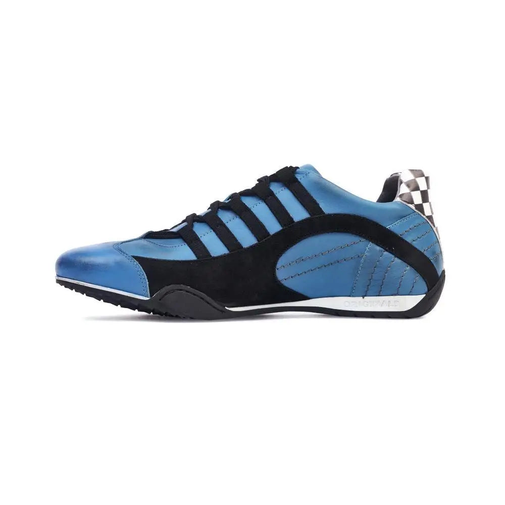 Men's Racing Sneaker in Miami Blue (Bright Blue and Black)